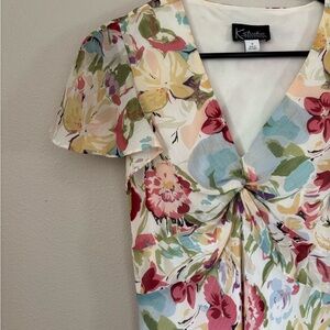 Pink and Red Floral Midi Dress